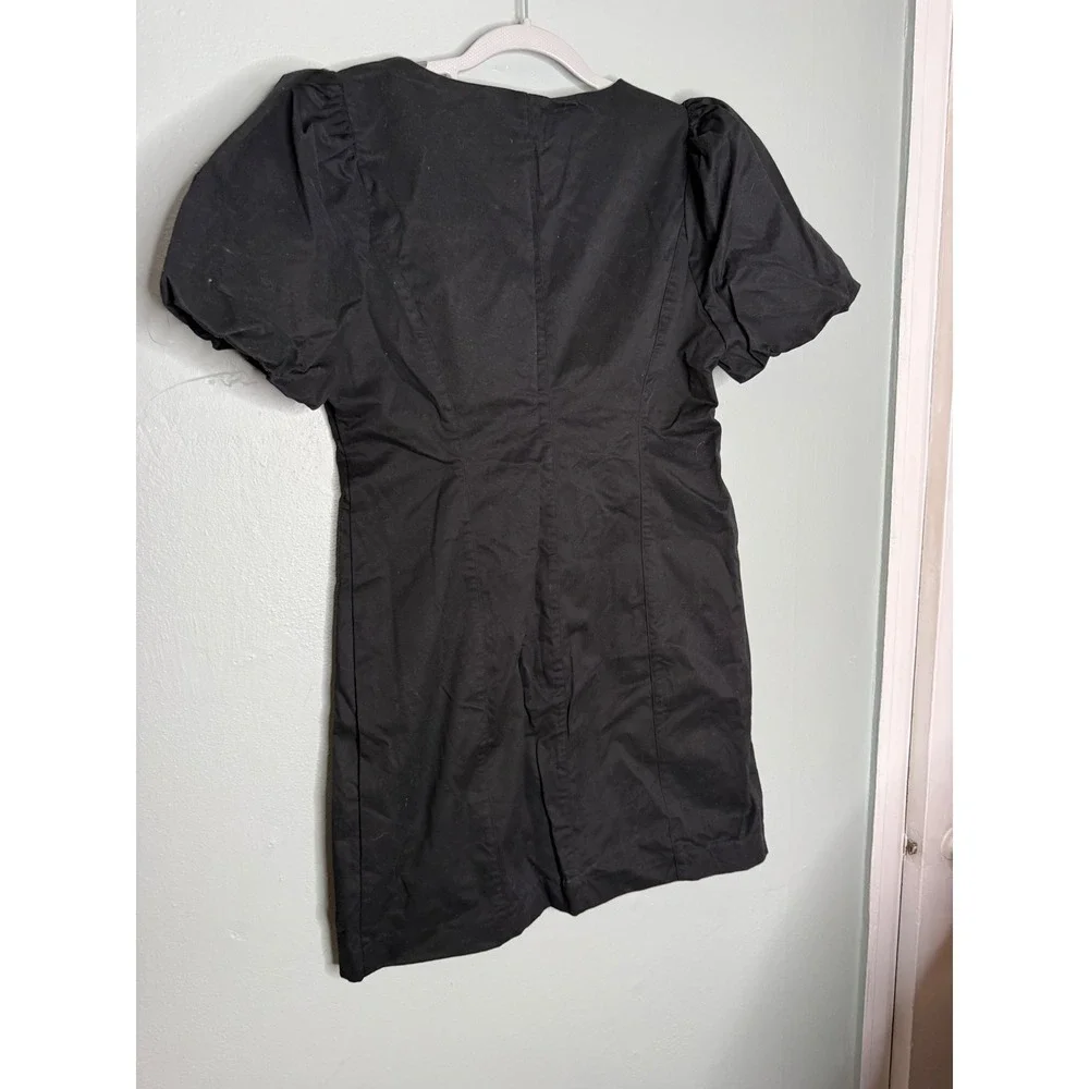J.crew‎ black puff sleeve button front mini dress classic dark goth